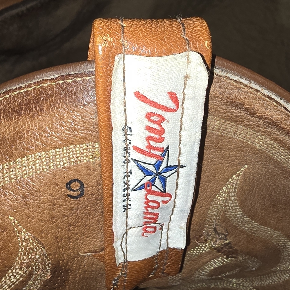 Tony Lama Tan Ostrich Cowboy Boots 9D - Picture 8 of 9